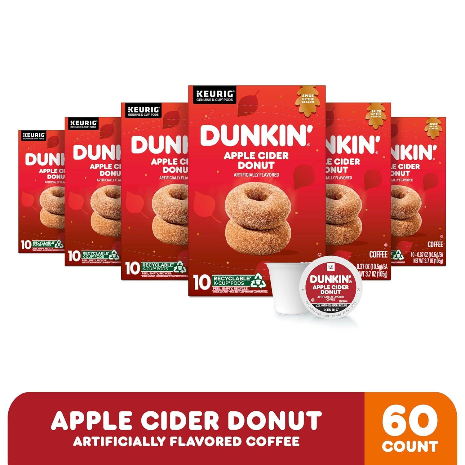imageDunkin Apple Cider Donut Artificially Flavored Coffee Keurig KCup Pods 10 Count Box Pack of 6