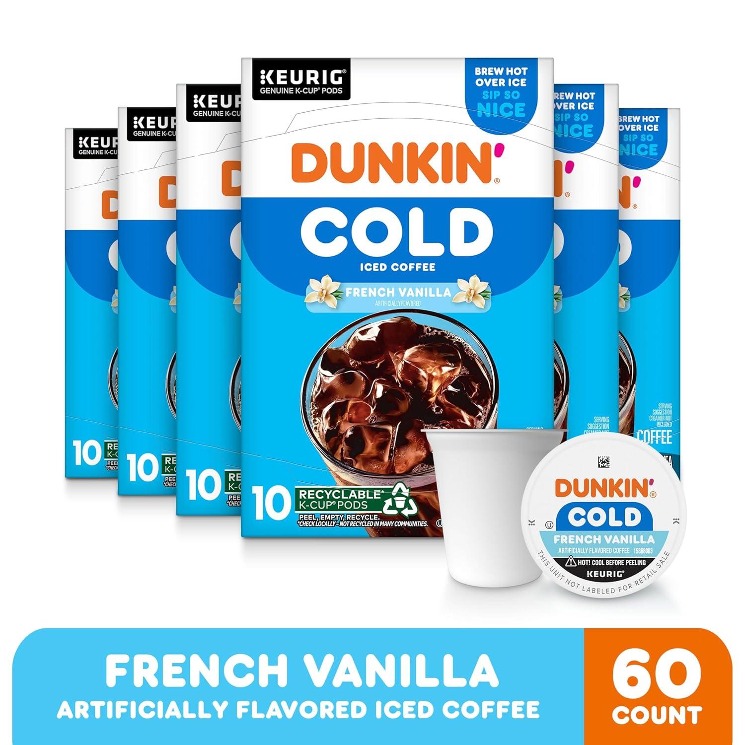 imageDunkin Cold French Vanilla Flavored Coffee 60 Keurig KCups