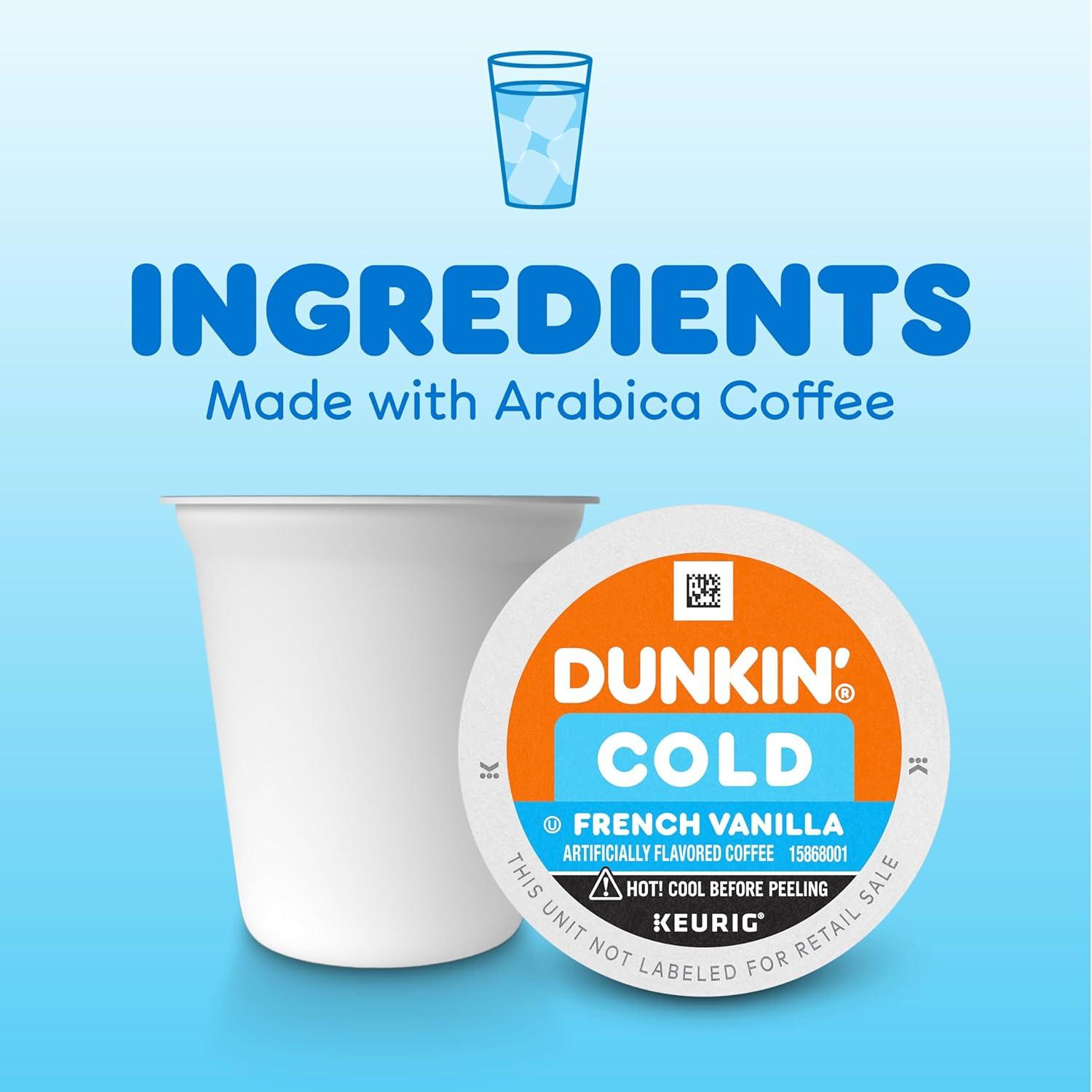 imageDunkin Cold French Vanilla Flavored Coffee 60 Keurig KCups