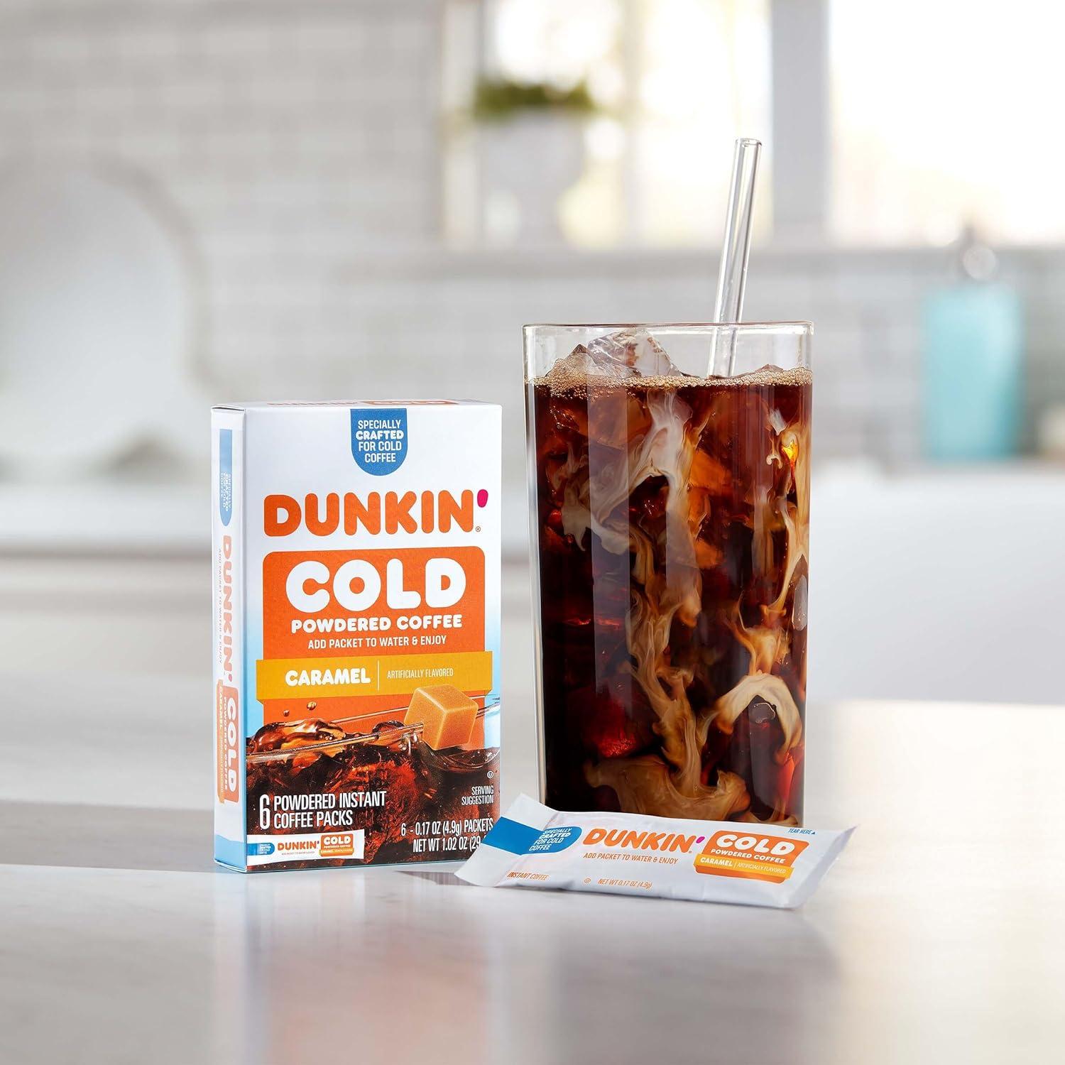 imageDunkin Cold Iced Coffee Powdered Instant Coffee Packs 6 Count Pack of 12Cold Caramel