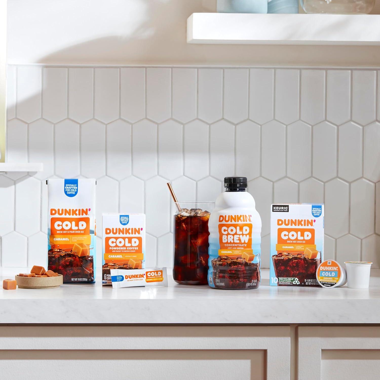 imageDunkin Cold Iced Coffee Powdered Instant Coffee Packs 6 Count Pack of 12Cold Caramel