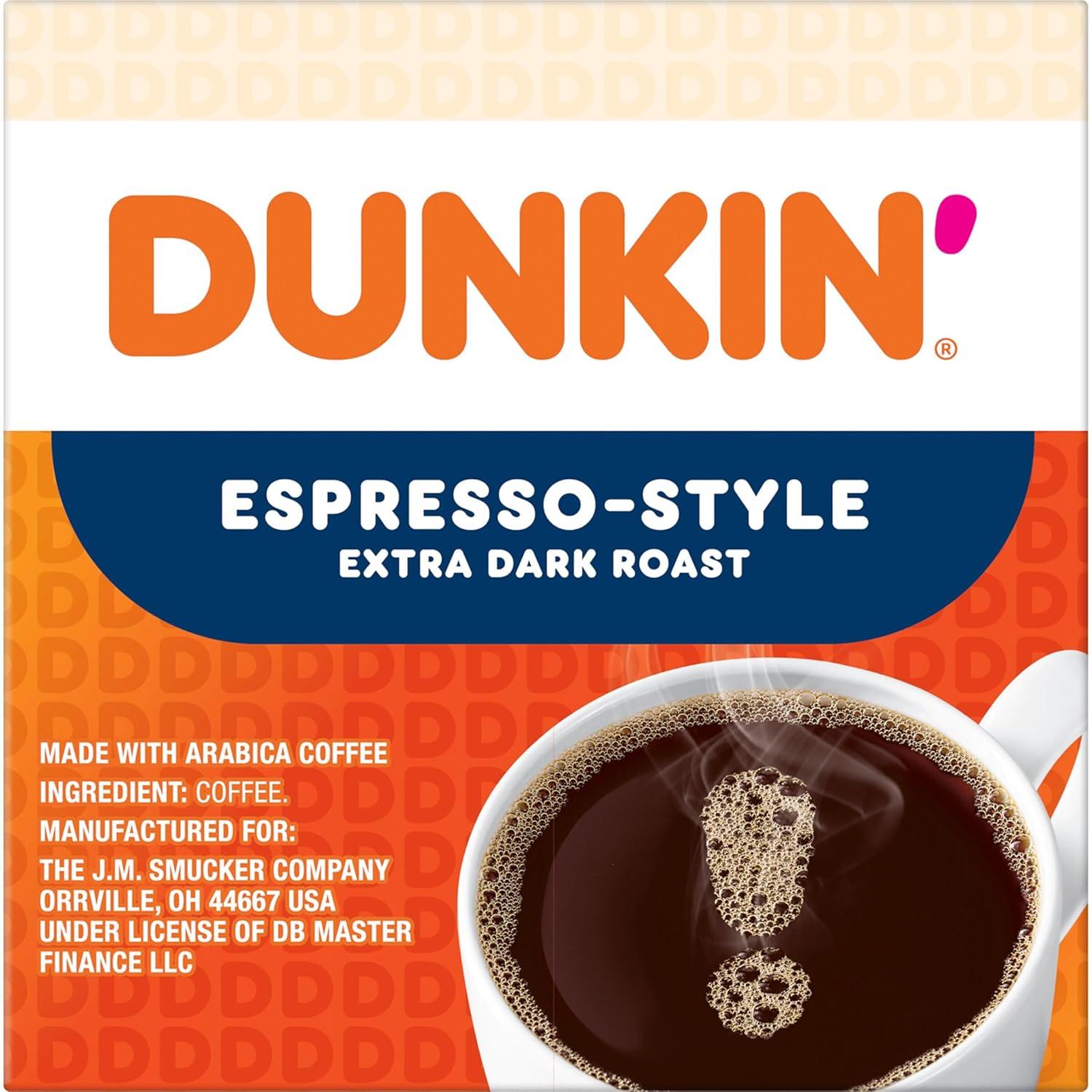 imageDunkin Espresso Style Extra Dark Roast Coffee 60 Keurig KCup Pods