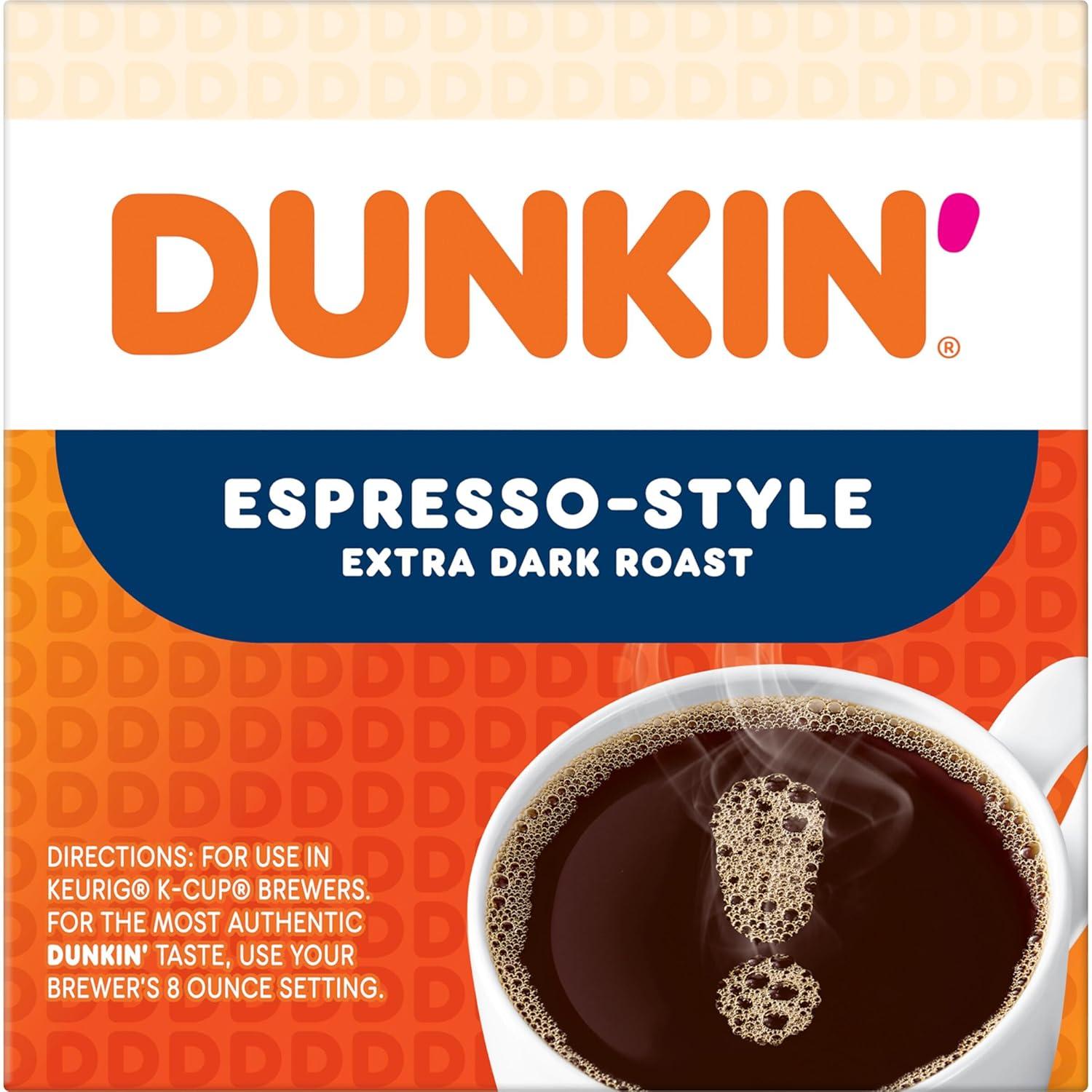 imageDunkin Espresso Style Extra Dark Roast Coffee 60 Keurig KCup Pods