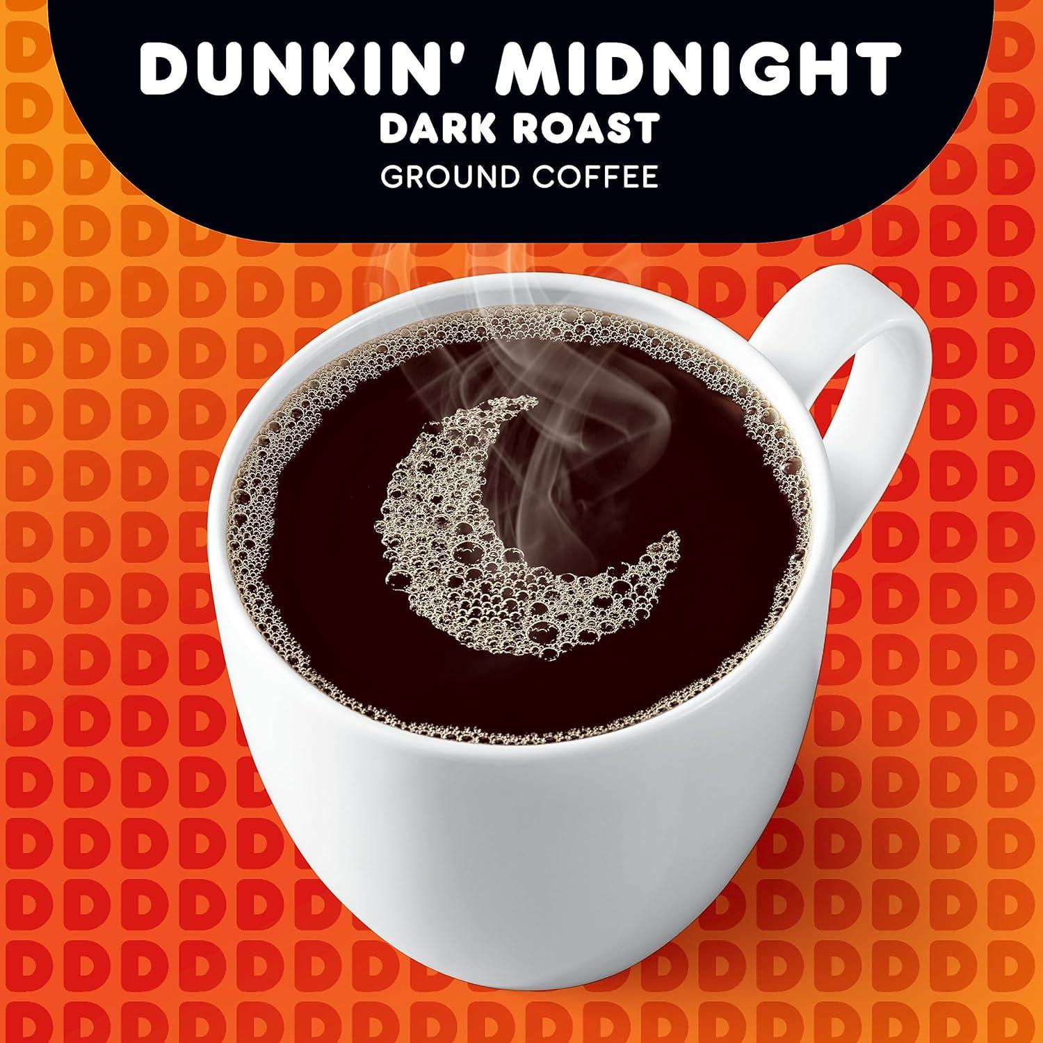 imageDunkin Ground Coffee Dark Roast 11 Ounce Pack of 1Midnight Dark Roast