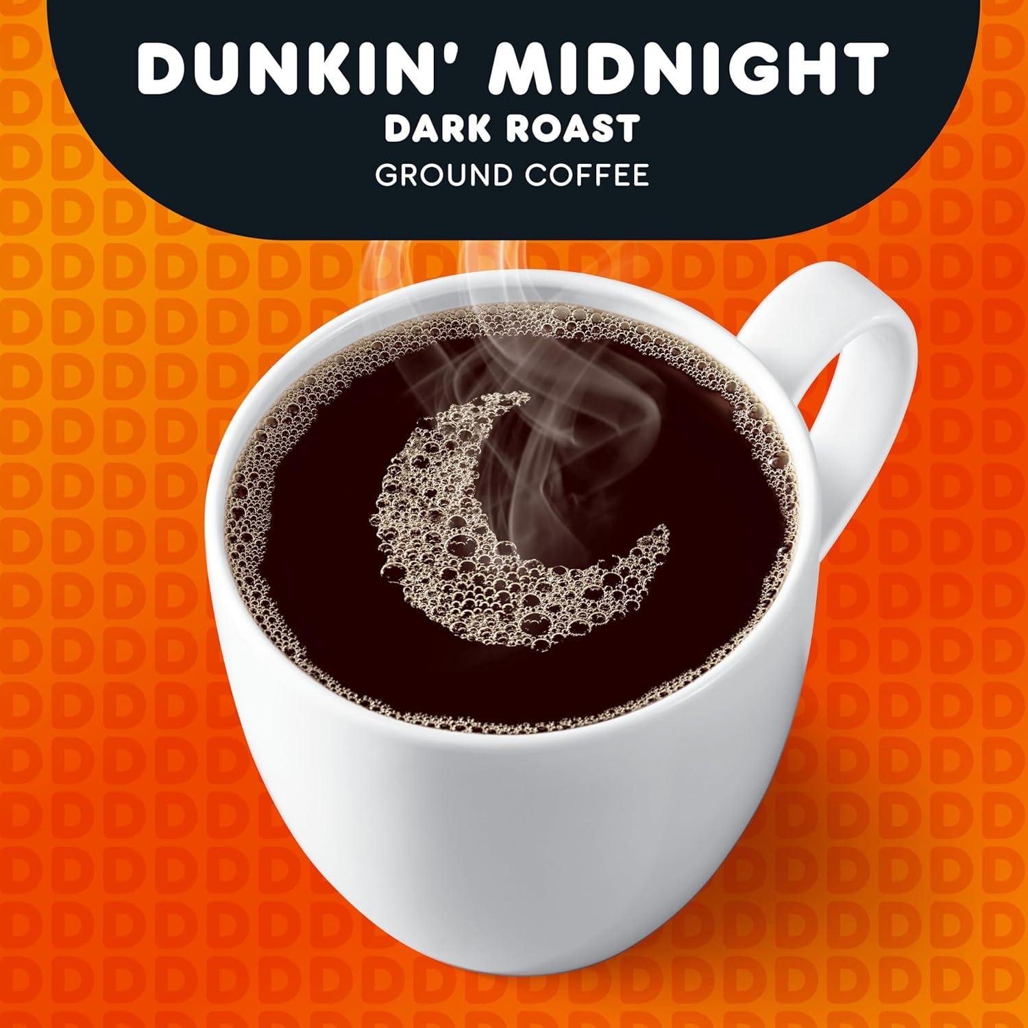 imageDunkin Ground Coffee Dark Roast 11 Ounce Pack of 1Midnight Dark Roast