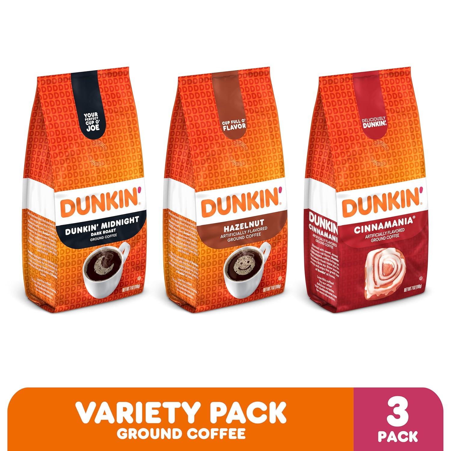 imageDunkin Ground Coffee Limited Edition Variety Pack Three 7 Oz BagsVariety Pack Limited Edition