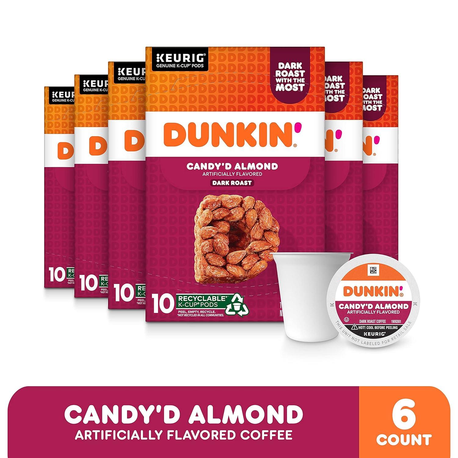 imageDunkin Midnight Dark Roast Coffee 60 Keurig KCup PodsCandyd Almond