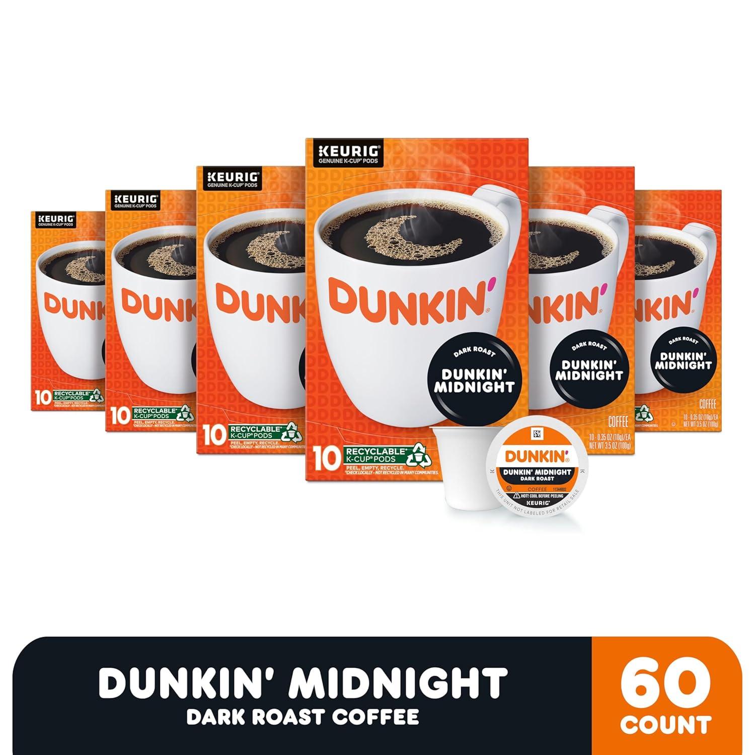 imageDunkin Midnight Dark Roast Coffee 60 Keurig KCup PodsMidnight Dark Roast