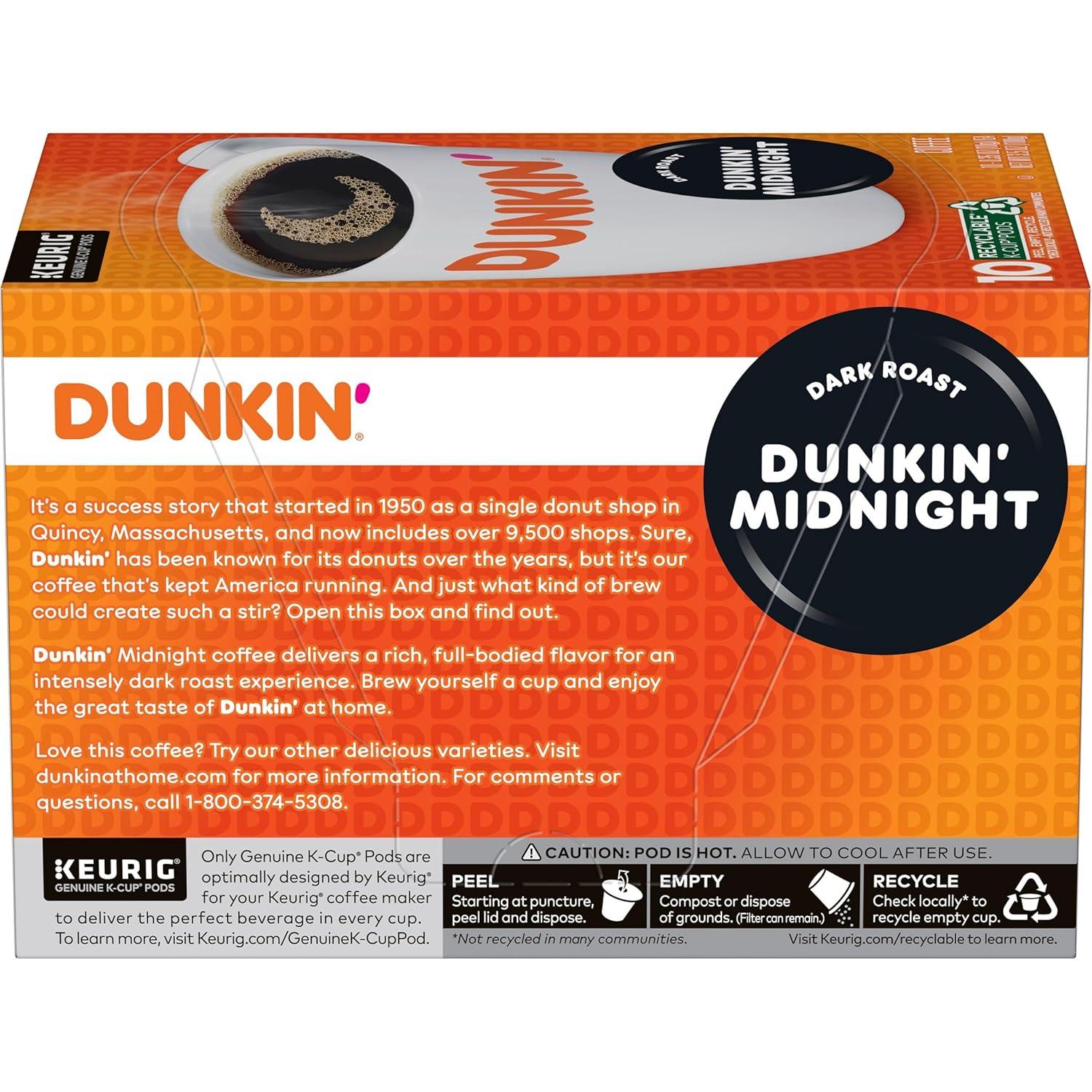 imageDunkin Midnight Dark Roast Coffee 60 Keurig KCup PodsMidnight Dark Roast