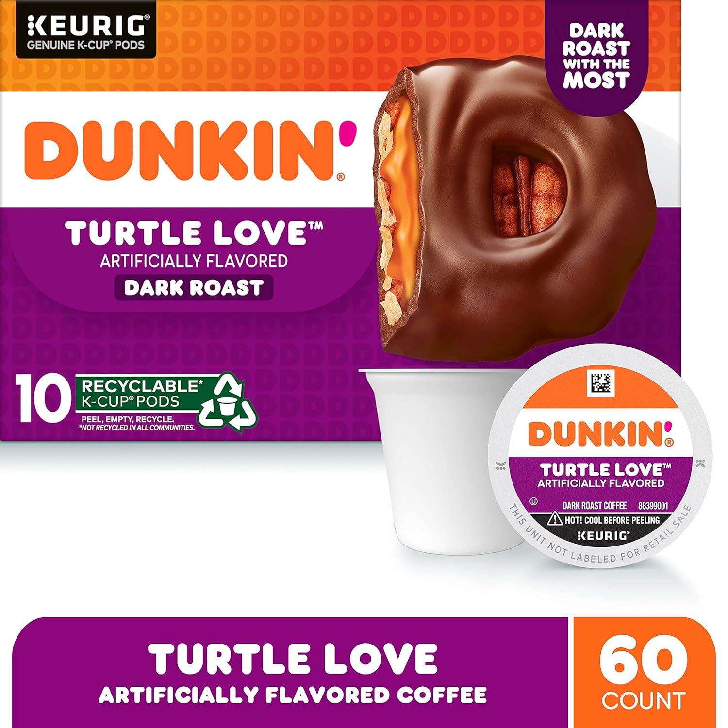 imageDunkin Midnight Dark Roast Coffee 60 Keurig KCup PodsTurtle Love