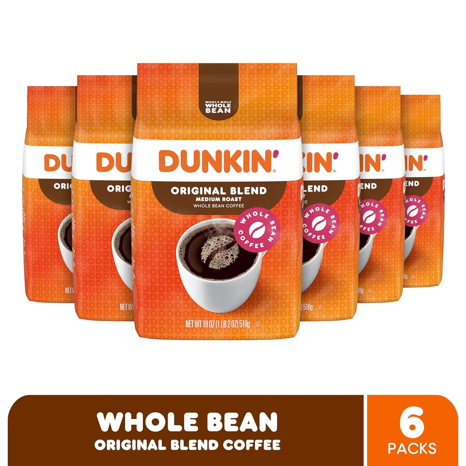 imageDunkin Original Blend Medium Roast Whole Bean Coffee 18 Ounce Pack of 6Original Blend