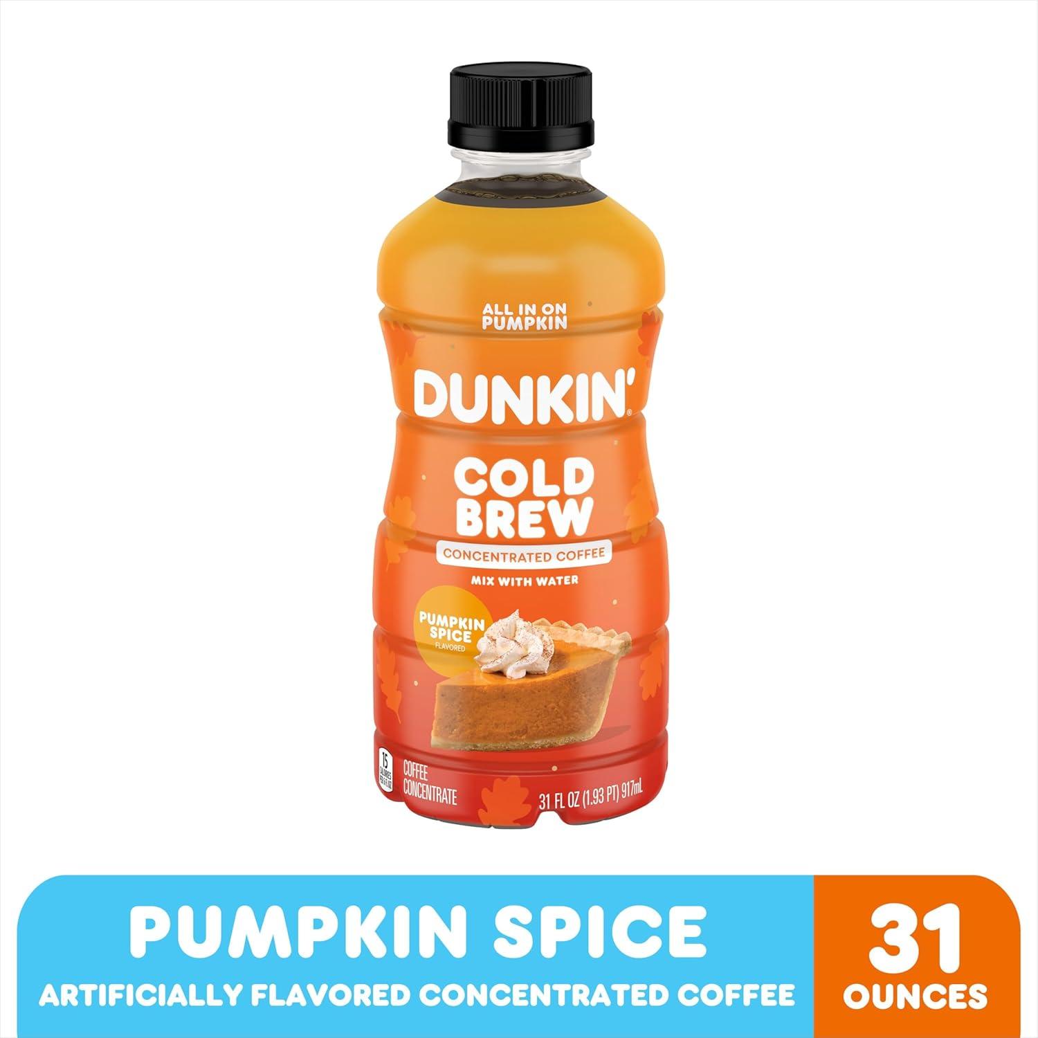 imageDunkin Pumpkin Spice Flavored Cold Brew Coffee Concentrate 31 Oz