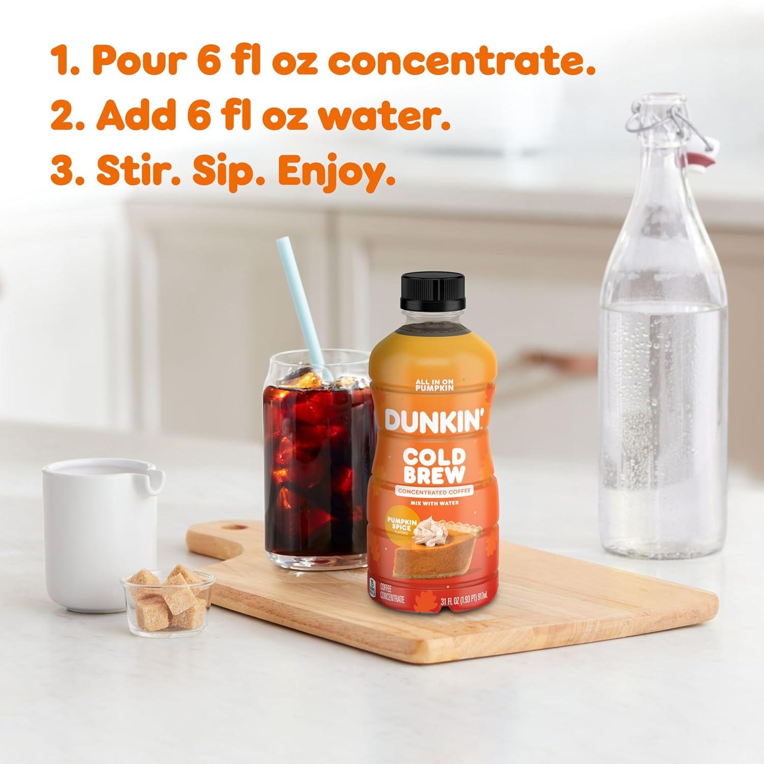 imageDunkin Pumpkin Spice Flavored Cold Brew Coffee Concentrate 31 Oz