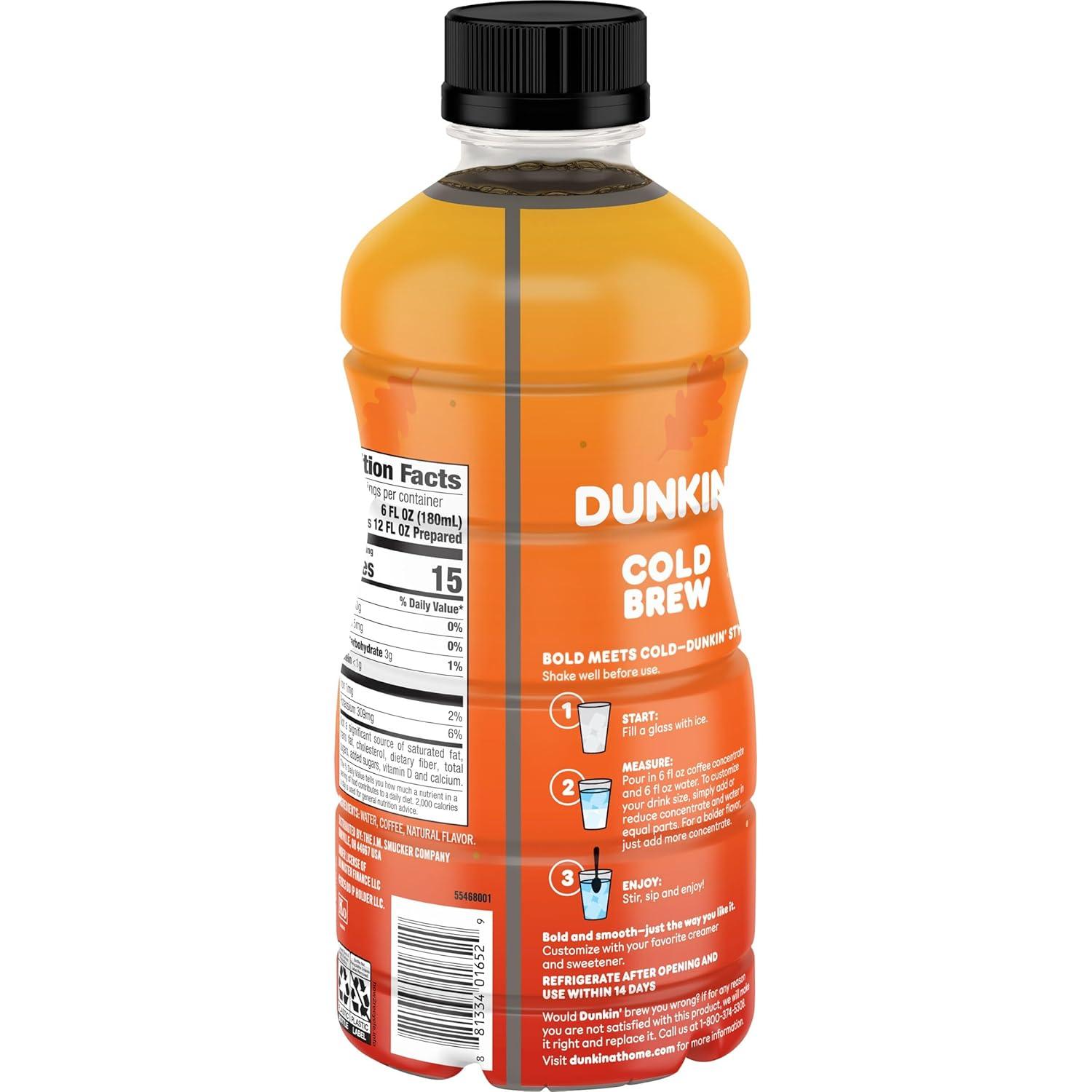 imageDunkin Pumpkin Spice Flavored Cold Brew Coffee Concentrate 31 Oz