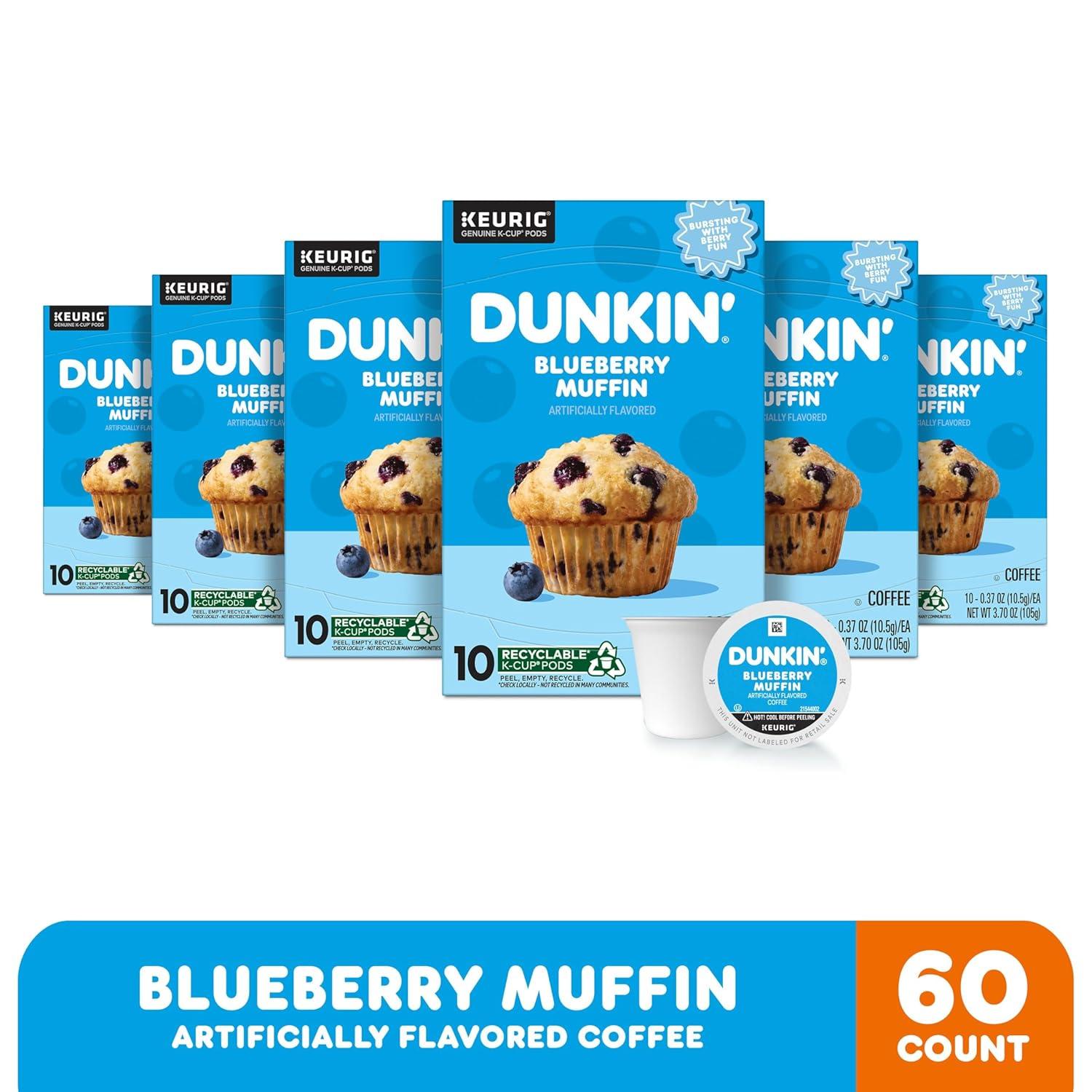 imageDunkin White Chocolate Peppermint Artificially Flavored Coffee KCup Pods 60 CtBlueberry Muffin