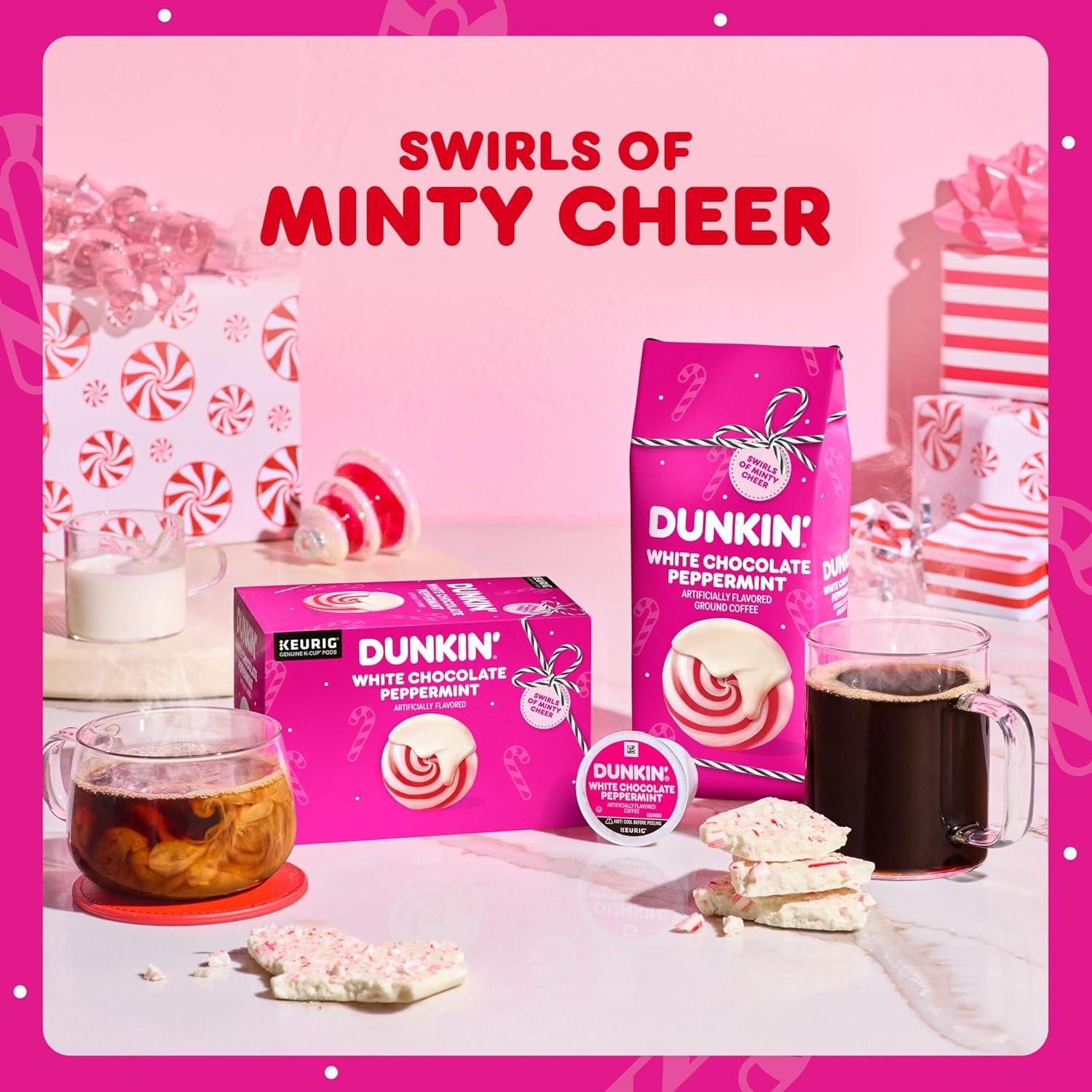 imageDunkin White Chocolate Peppermint Artificially Flavored Ground Coffee 11 oz Bag 6 Count11 Ounce Pack of 6