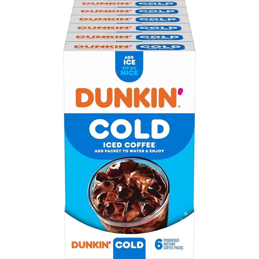 imageDunkin Cold Iced Coffee Powdered Instant Coffee Packs 6 Count Pack of 12Original