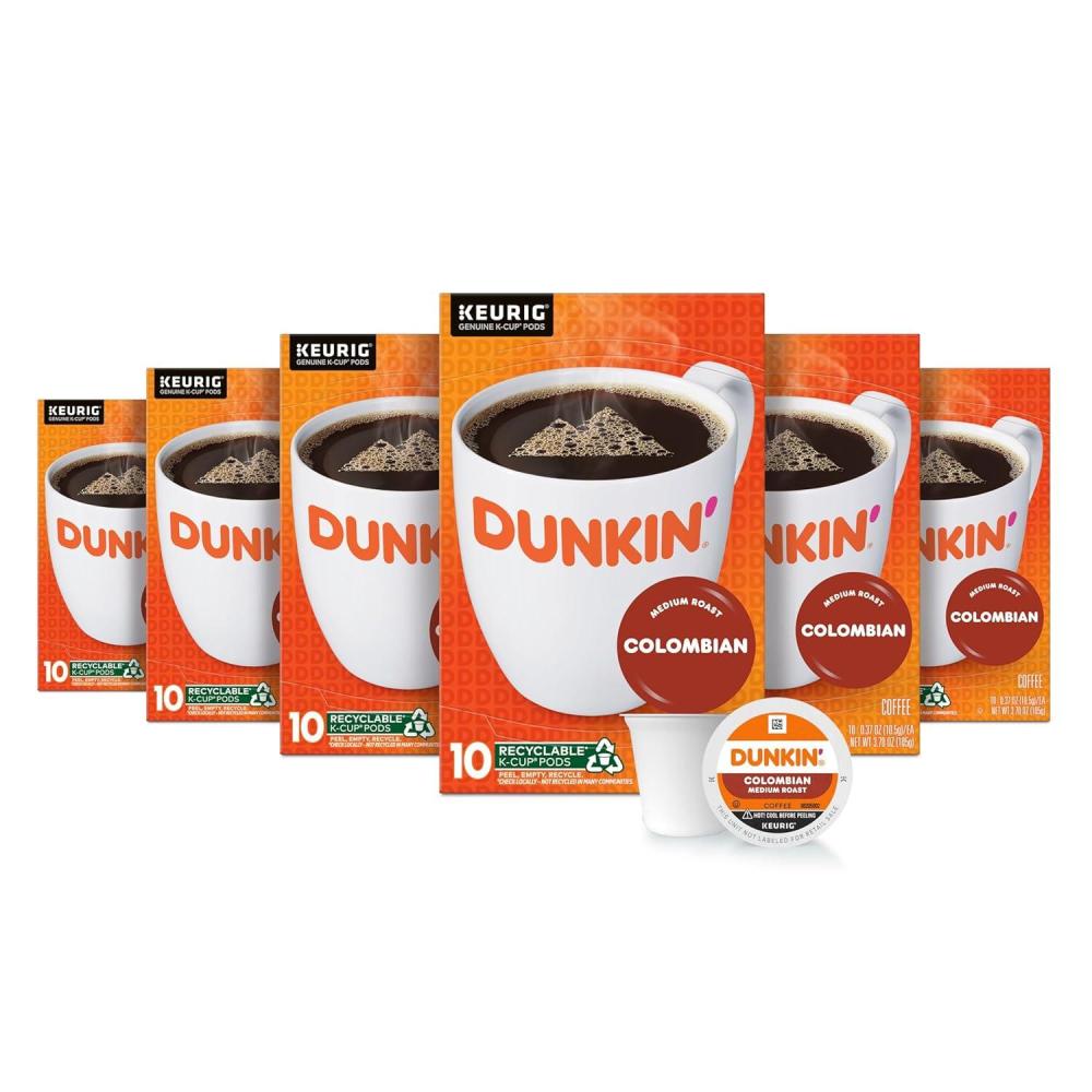 imageDunkin Colombian Medium Roast Coffee 60 Keurig KCup Pods