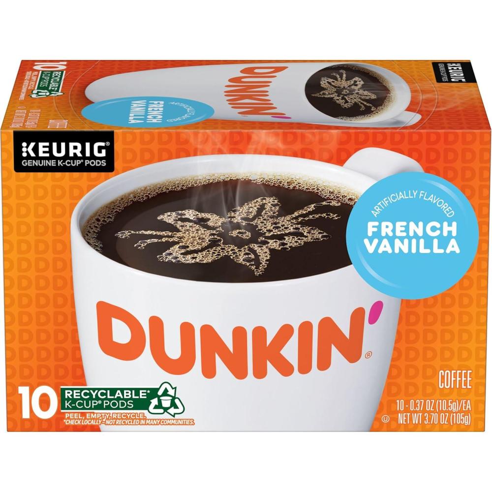 imageDunkin Donuts French Vanilla Flavored Coffee KCup 10 ct10 Count Pack of 1