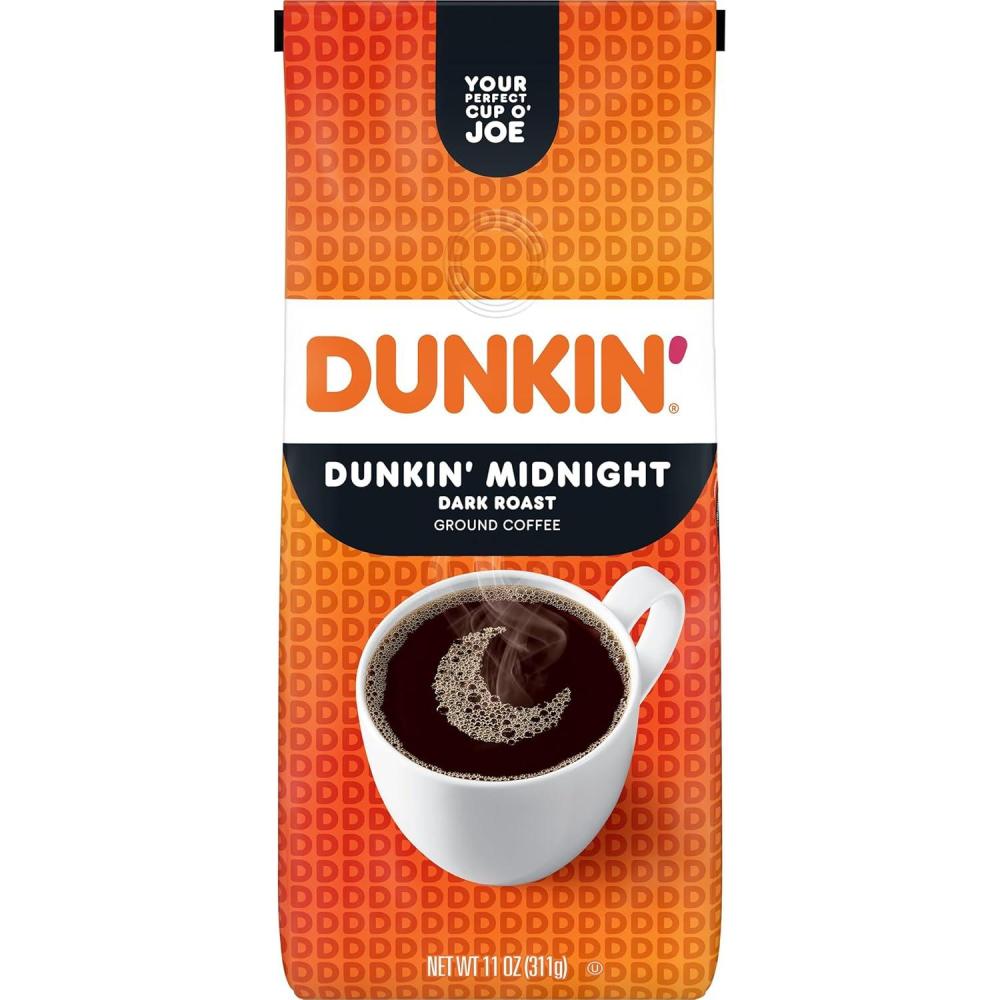 imageDunkin Ground Coffee Dark Roast 11 Ounce Pack of 1Midnight Dark Roast