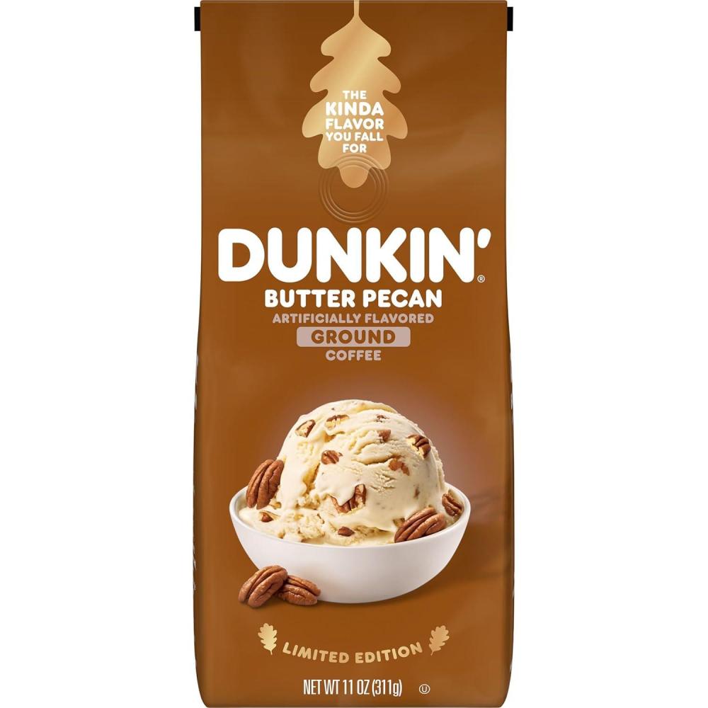 imageDunkin Ground Coffee Limited Edition Variety Pack Three 7 Oz BagsButter Pecan