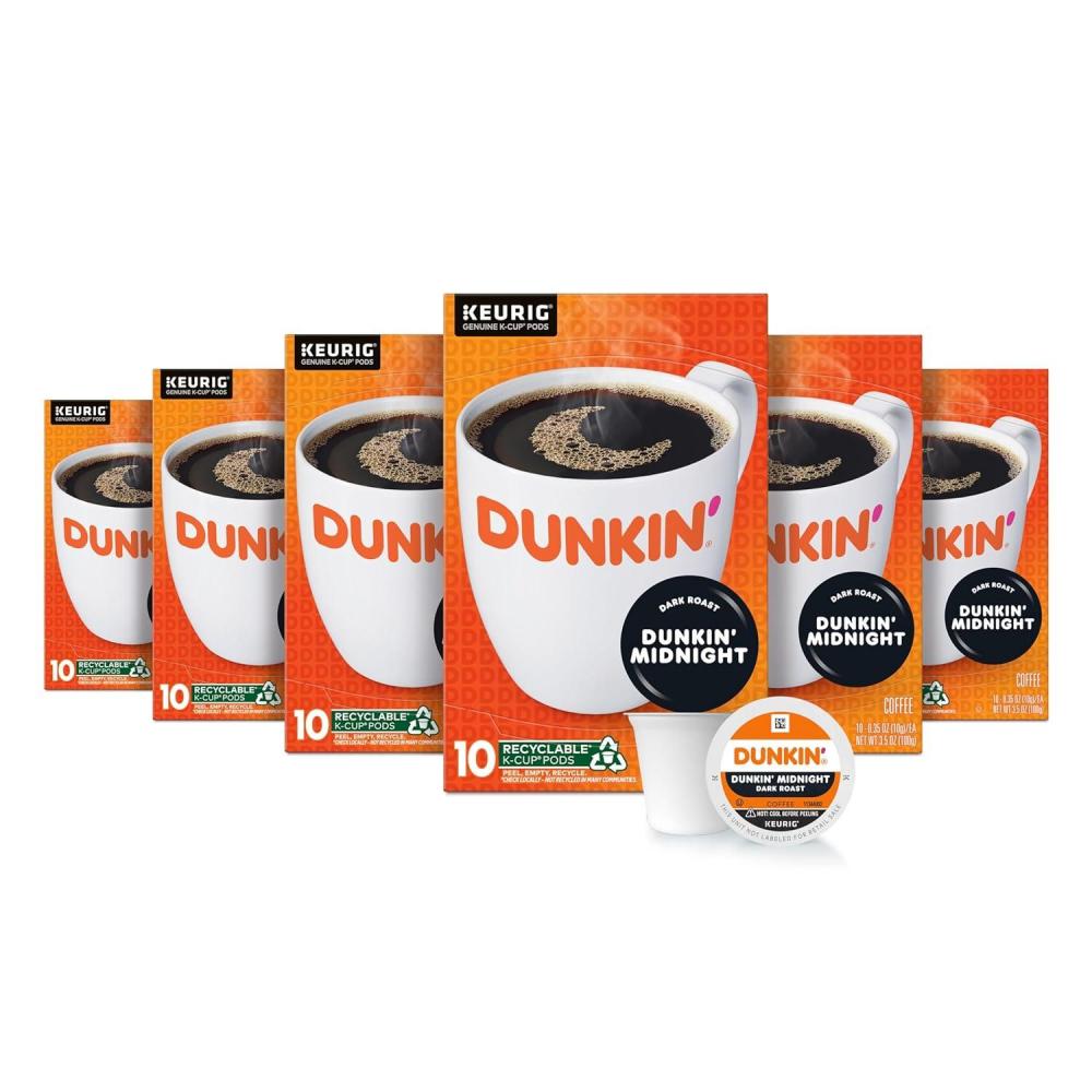 imageDunkin Midnight Dark Roast Coffee 60 Keurig KCup PodsMidnight Dark Roast