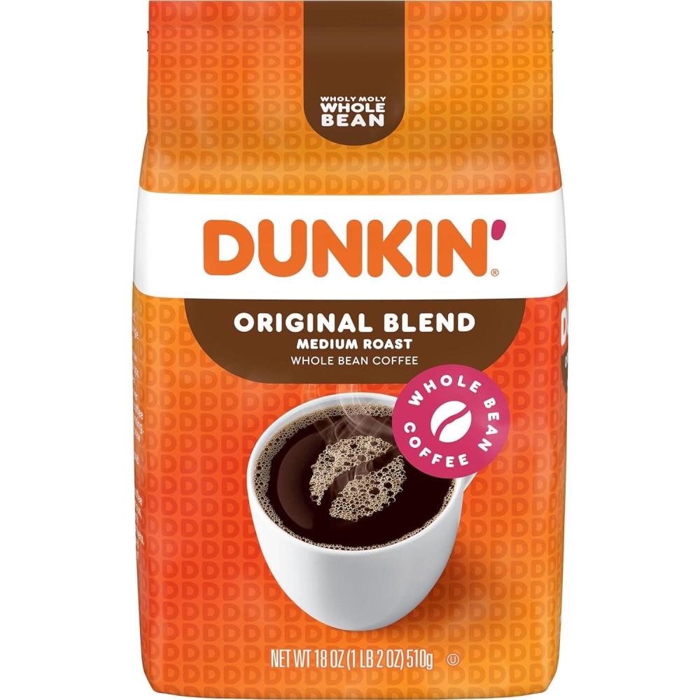 imageDunkin Original Blend Medium Roast Whole Bean Coffee 18 Ounce18 Ounce Pack of 1