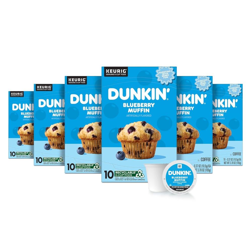 imageDunkin White Chocolate Peppermint Artificially Flavored Coffee KCup Pods 60 CtBlueberry Muffin