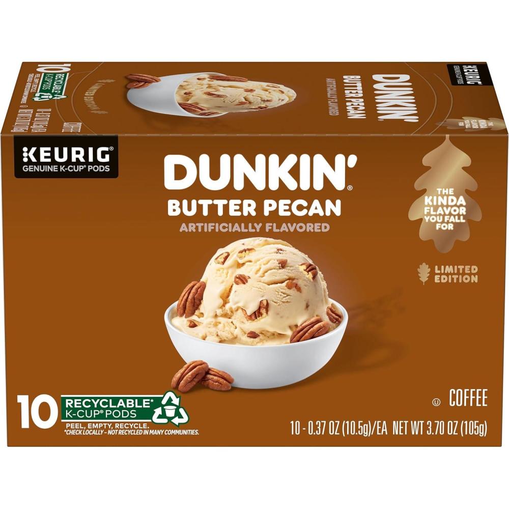 imageDunkin White Chocolate Peppermint Artificially Flavored Coffee KCup Pods 60 CtButter Pecan