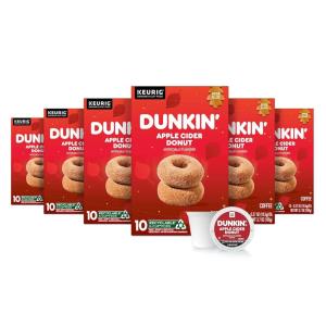 Dunkin’ Apple Cider Donut Artificially Flavored Coffee, Keurig K-Cup Pods, 10 Count Box (Pack of 6)