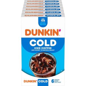 Dunkin’ Cold Iced Coffee, Powdered Instant Coffee Packs, 6 Count (Pack of 12)(Original)