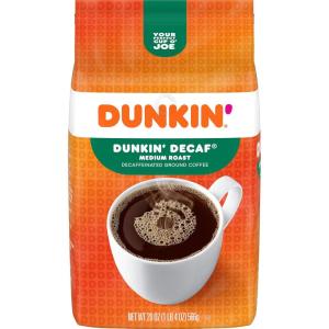 Dunkin’ Decaf Medium Roast Decaffeinated Ground Coffee, 30 Ounce (Pack of 4)(Original)