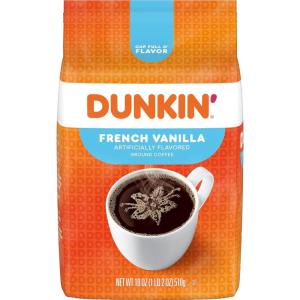 Dunkin’ French Vanilla Flavored Ground Coffee, 18 Ounce (Packaging May Vary)