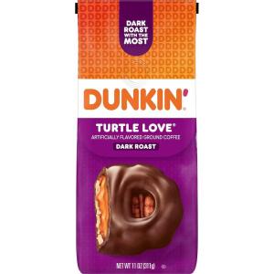 Dunkin’ Ground Coffee, Dark Roast, 11 Ounce (Pack of 1)(Turtle Love)
