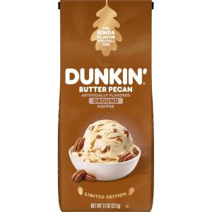 Dunkin’ Ground Coffee Limited Edition Variety Pack, Three 7 Oz. Bags(Butter Pecan)