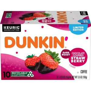 Dunkin’ Midnight Dark Roast Coffee, 60 Keurig K-Cup Pods(Chocolate Covered Strawberry)