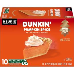 Dunkin’ Pumpkin Spice Flavored Coffee, 10 Keurig K-Cup Pods(10 Count (Pack of 1))