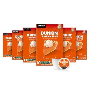 Dunkin’ Pumpkin Spice Flavored Coffee, 10 Keurig K-Cup Pods(10 Count (Pack of 6))