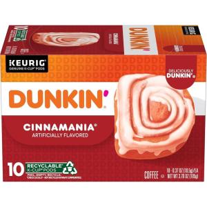 Dunkin’ White Chocolate Peppermint Artificially Flavored Coffee, K-Cup Pods, 60 Ct.(Cinnamania)